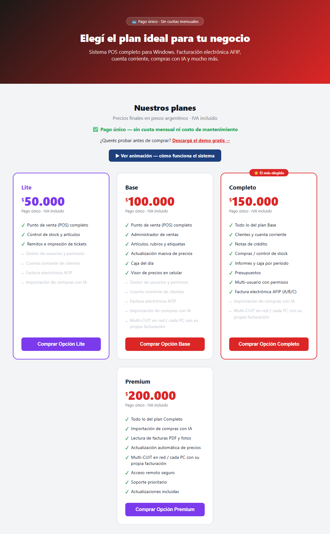 Planes y precios CajaFácil